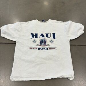 Vintage WEK THE WORLD "Made in USA"  White Sweatshirt XL Maui Hawaii Heavyweight